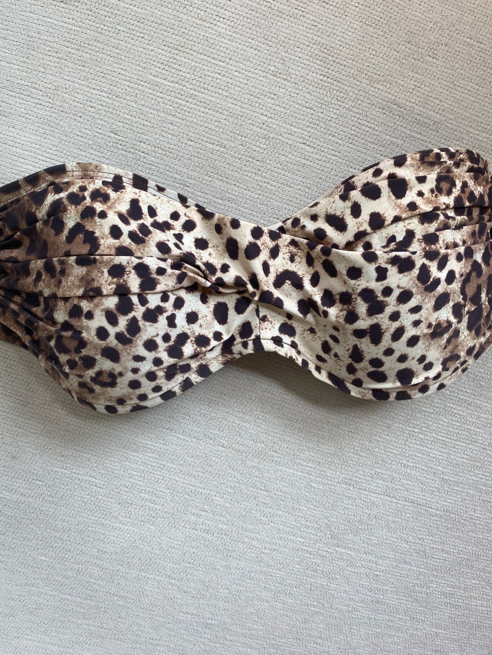 Leopard animal print tan/ cream  and brown bandeau bikini top / swim top size M